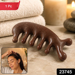 Ergonomic wooden scalp massager comb