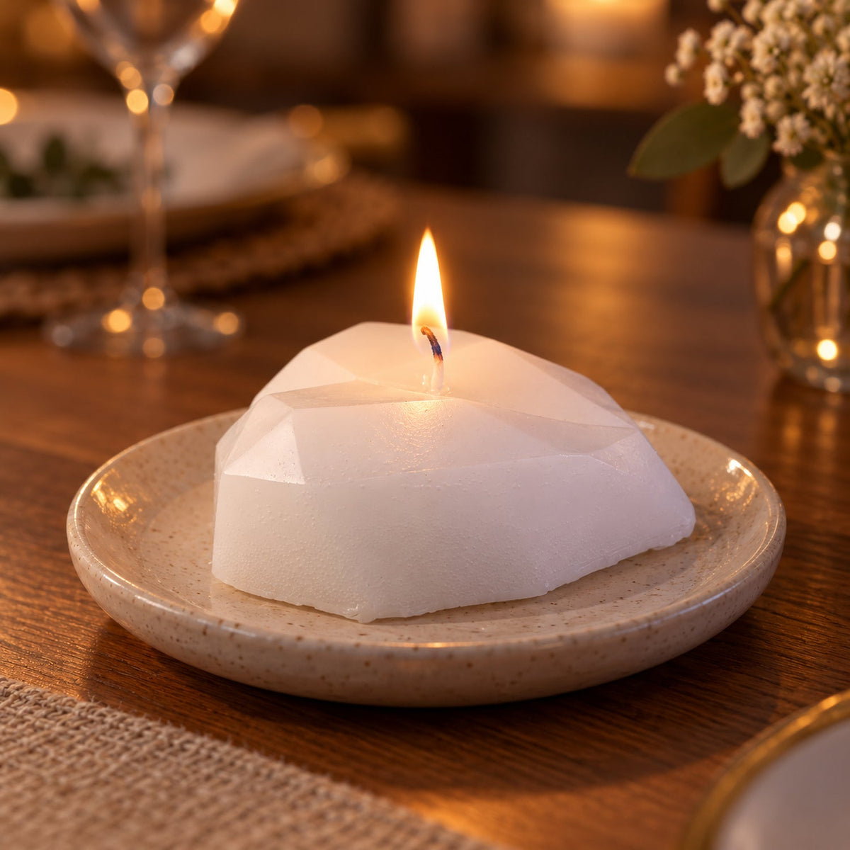 Faceted Heart Wax Candle
