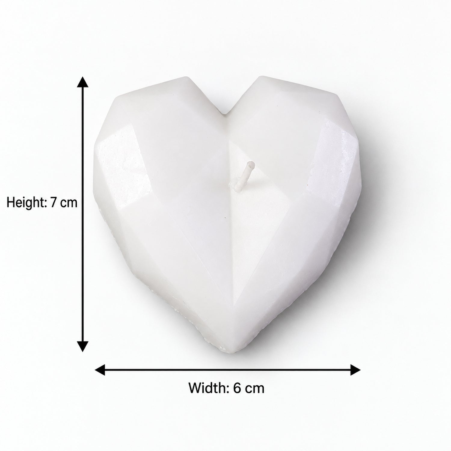 White Faceted Heart Shape Wax Candle