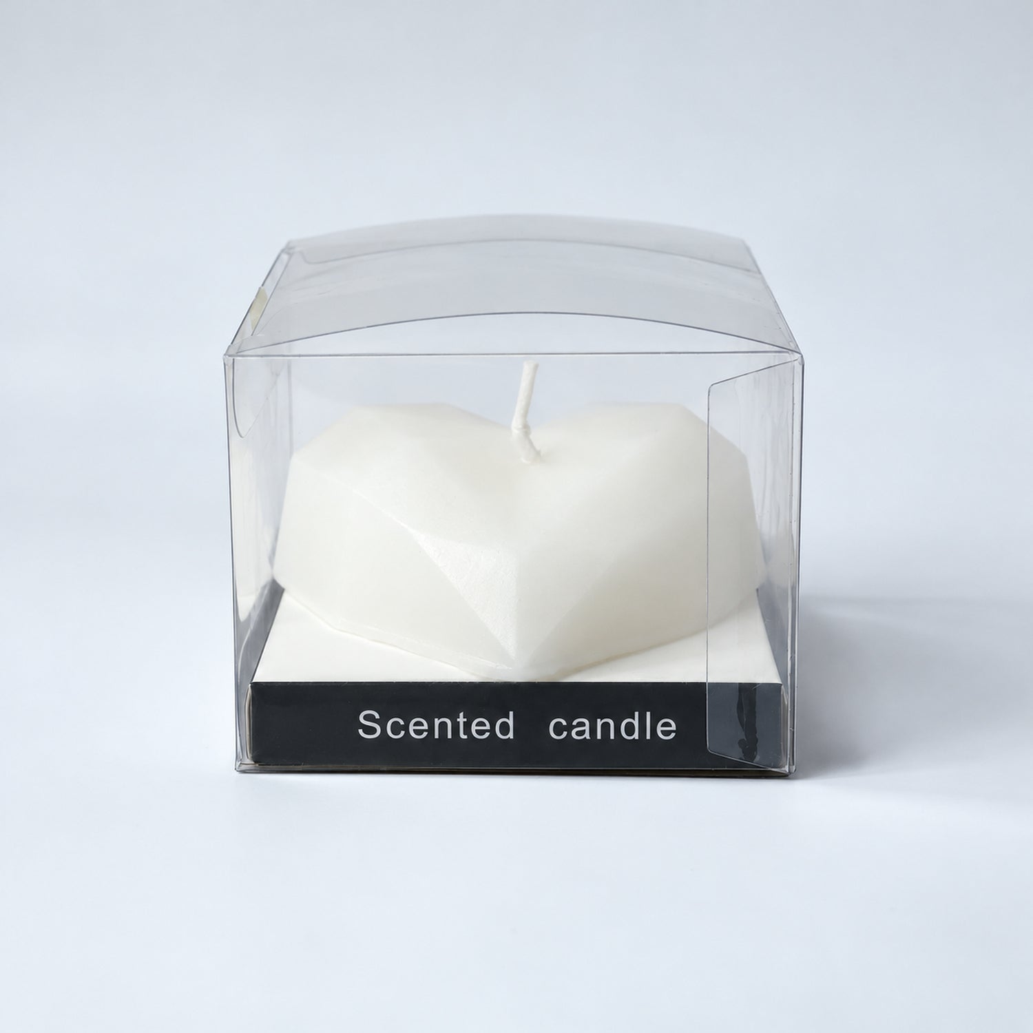 White Faceted Heart Shape Wax Candle