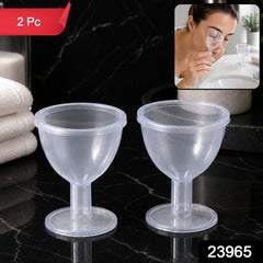 Transparent reusable eye wash cup set, 2 pieces