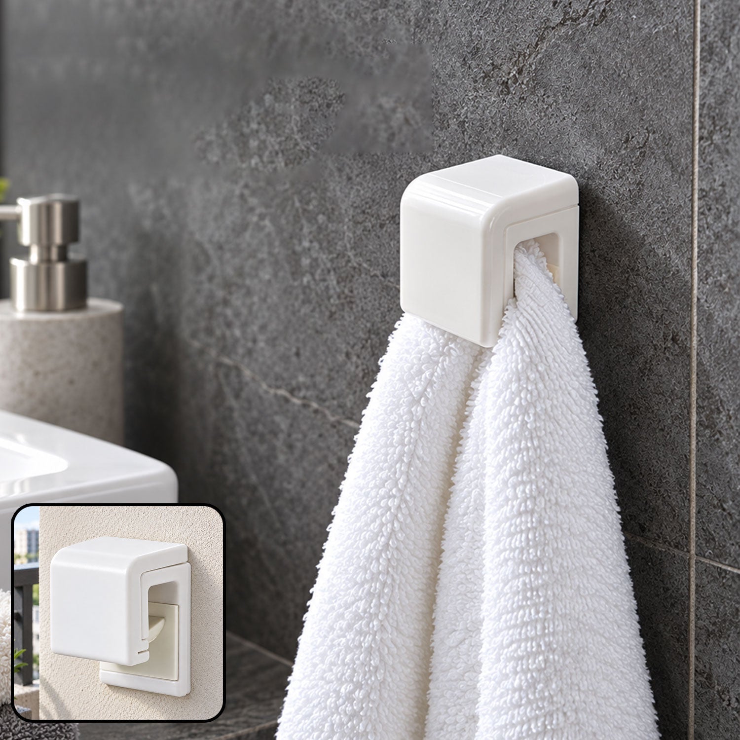 Wall mounted push type towel holder bathroom
