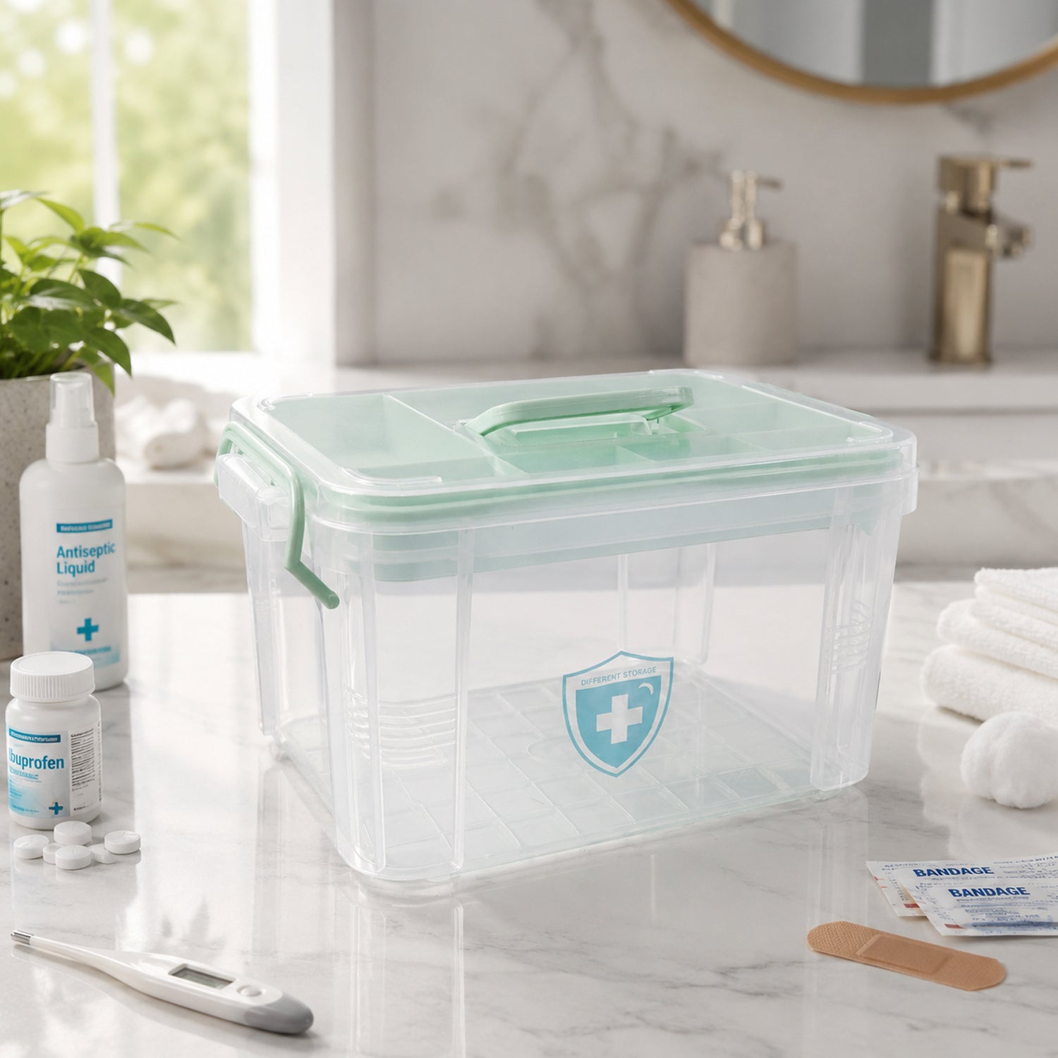 Closed Clear Plastic First Aid Kit Storage Box