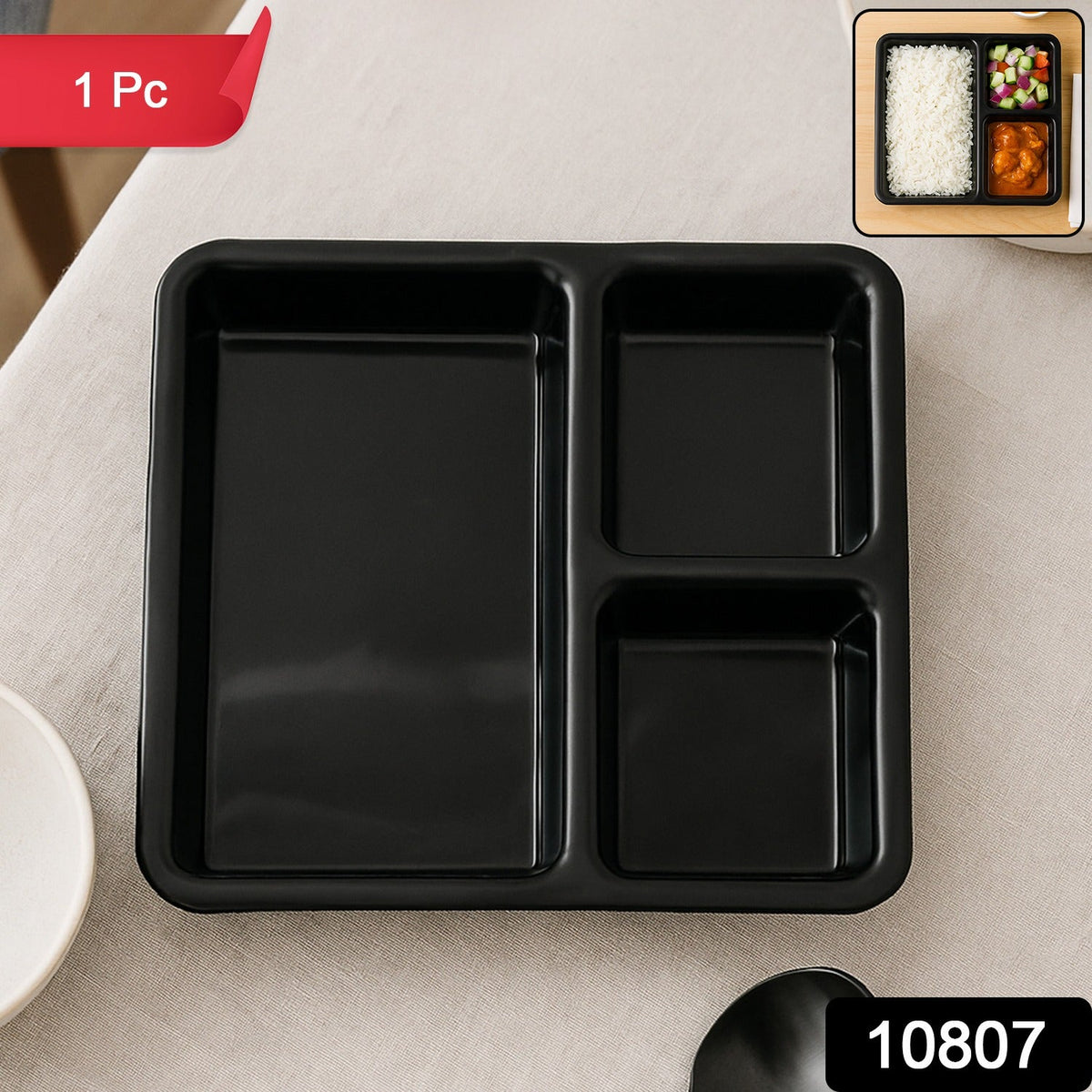 Rectangular Dining Plate with 3 Sections