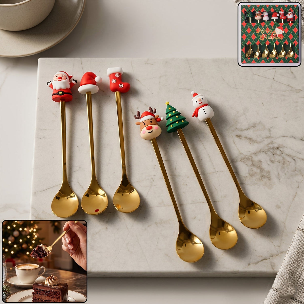 Golden cartoon spoon set 6pc