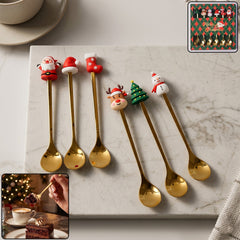 Golden cartoon spoon set 6pc