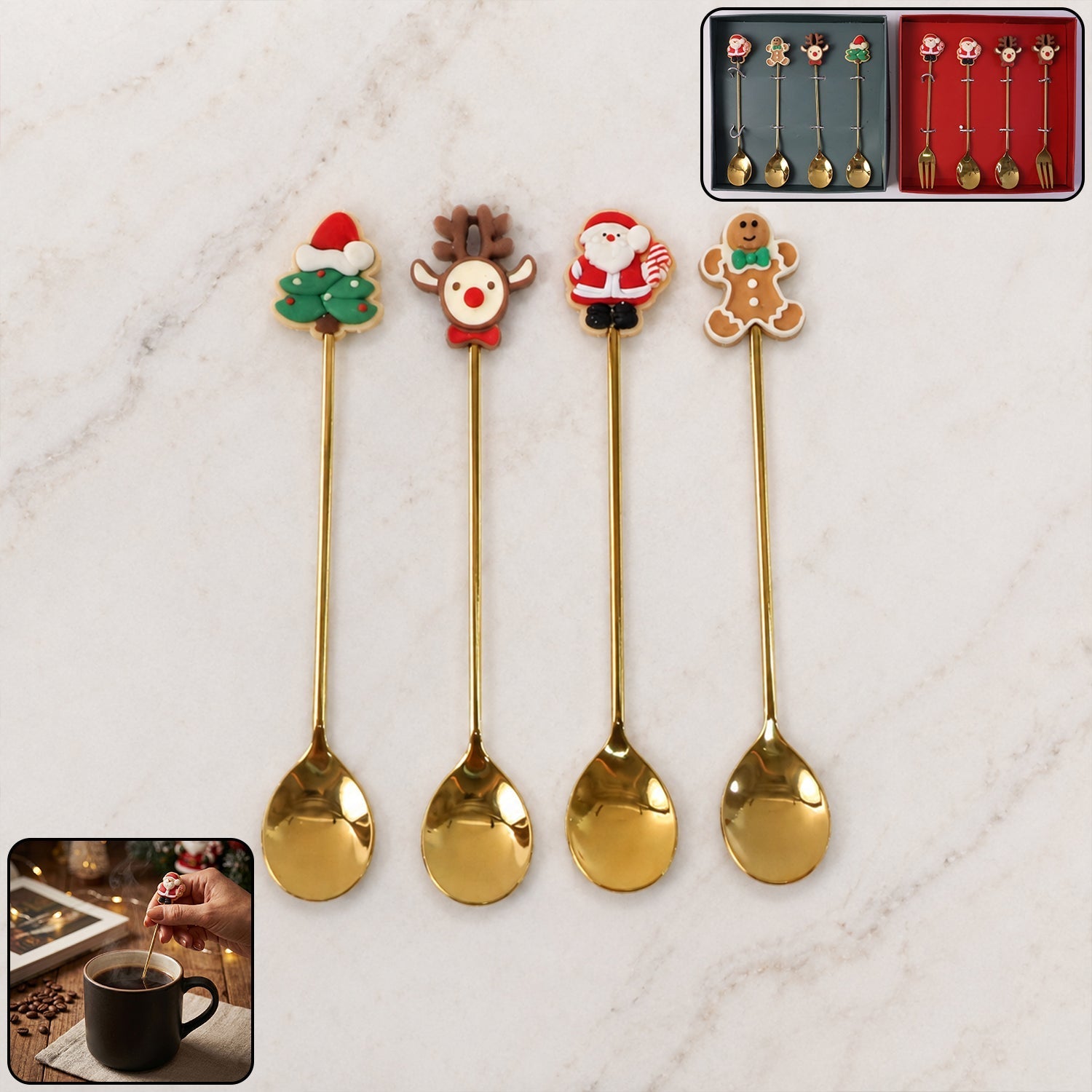 Mix golden cartoon spoon set
