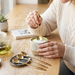 Golden spoons for dessert and tea use