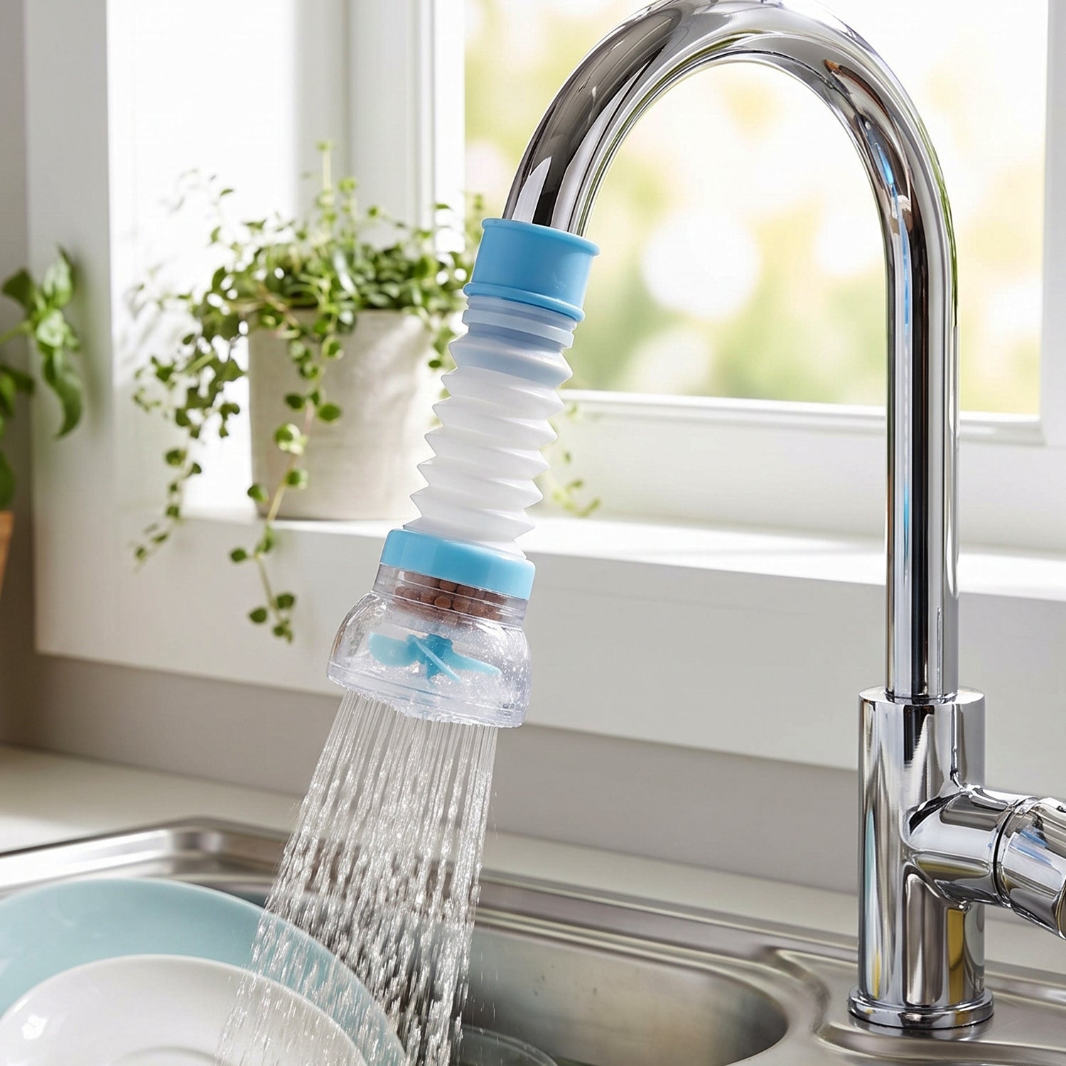 Aerator softens water flow and reduces splashing