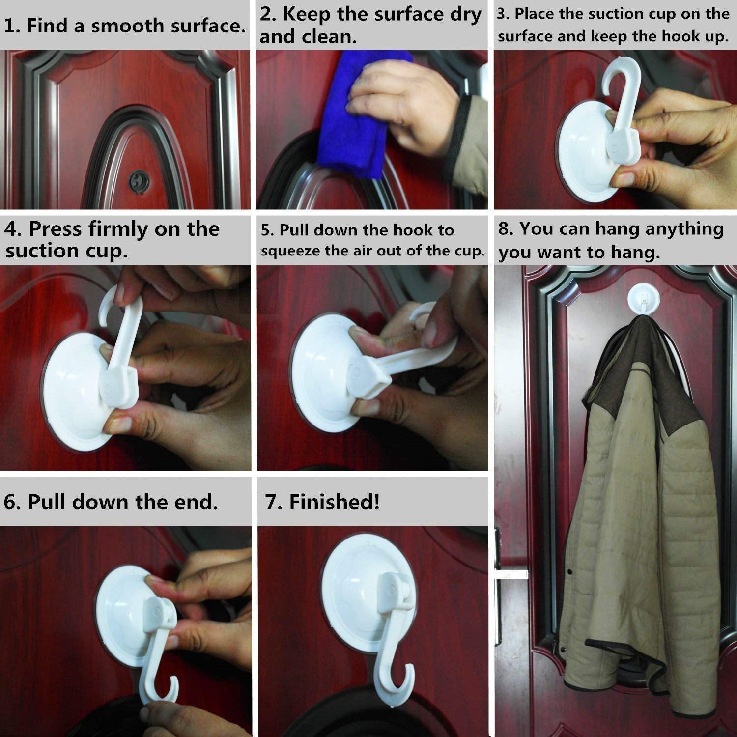 Suction wall hook installation steps