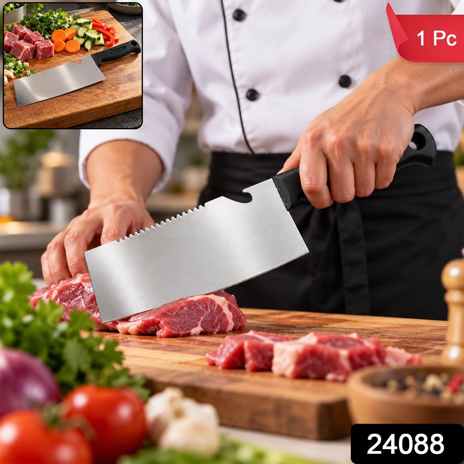 Small stainless steel kitchen cleaver knife - SKU photo