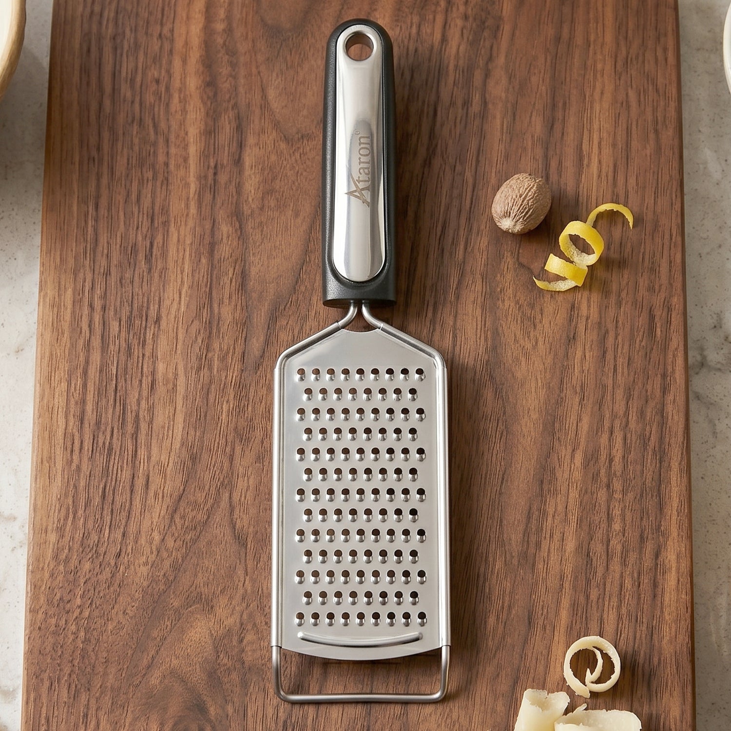 Steel grater vegetables lemon zest