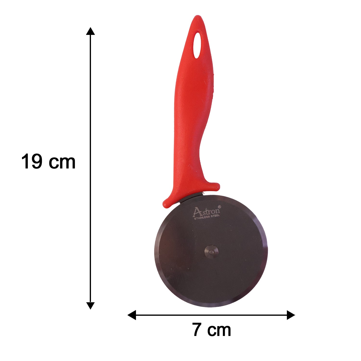 Pizza cutter with size dimensions