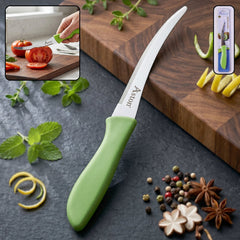 Steel knife curved plastic handle