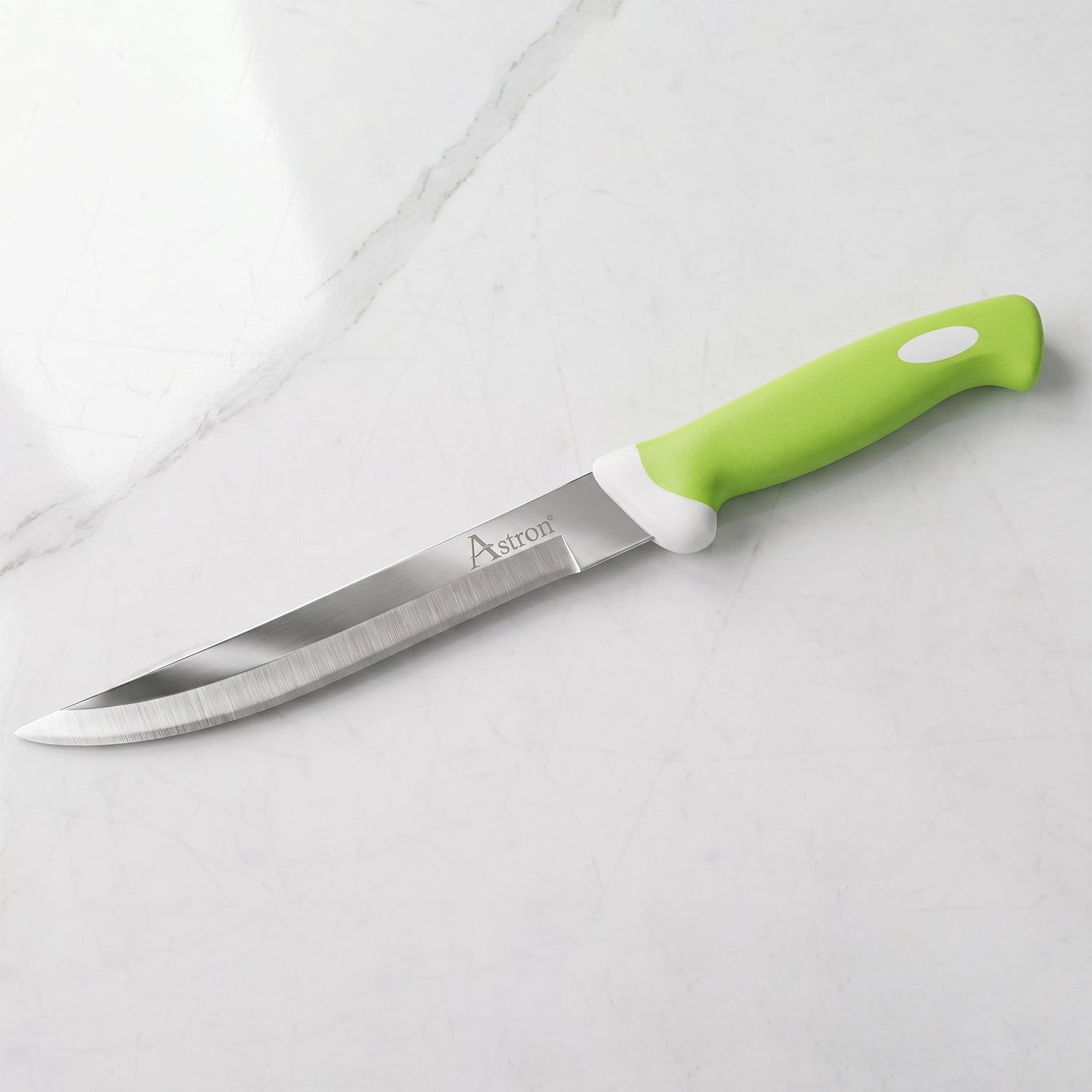 Sharp stainless steel blade of a 9-inch kitchen utility knife