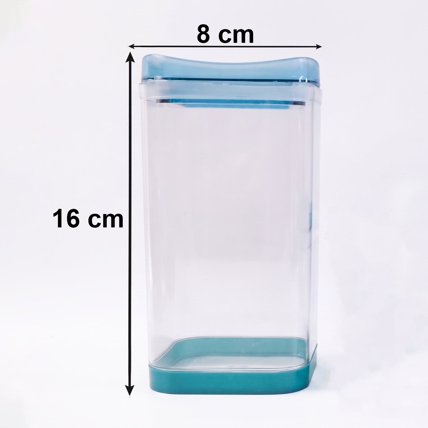 Transparent Squarion storage containers on a clean white background