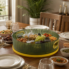 Basket holding condiments on a dining table