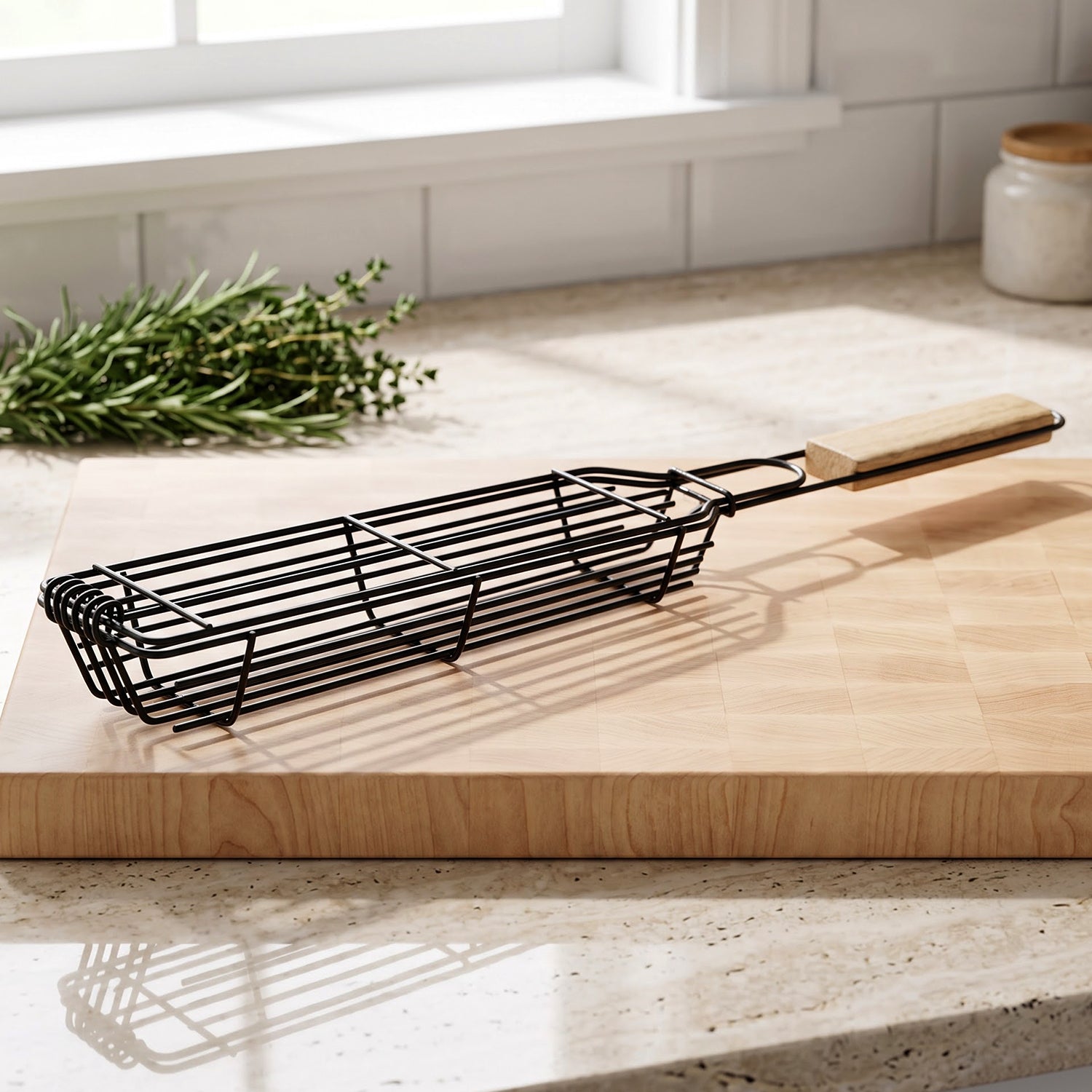 Barbecue grill basket product display