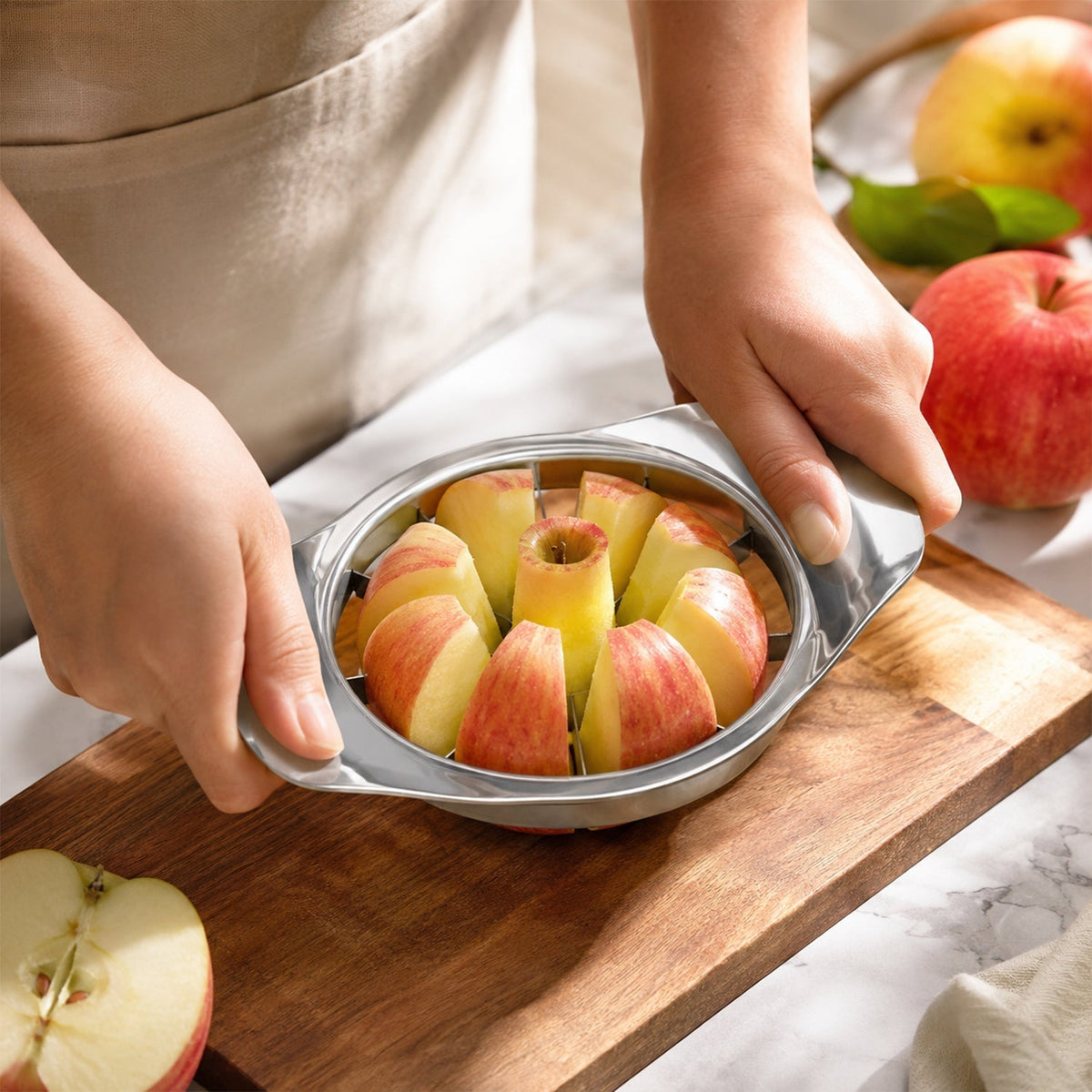Stainless steel apple cutter in apple shape