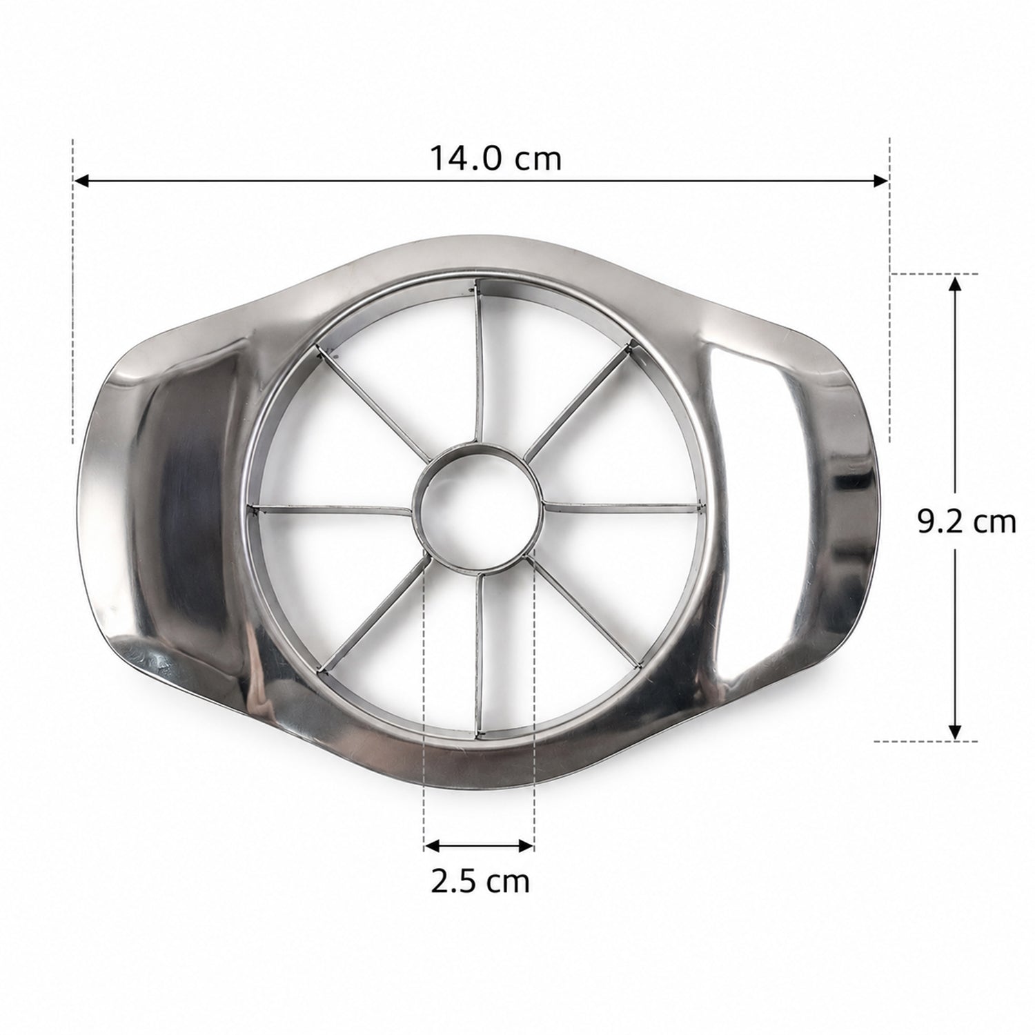 Apple cutter with dimensions and size guide