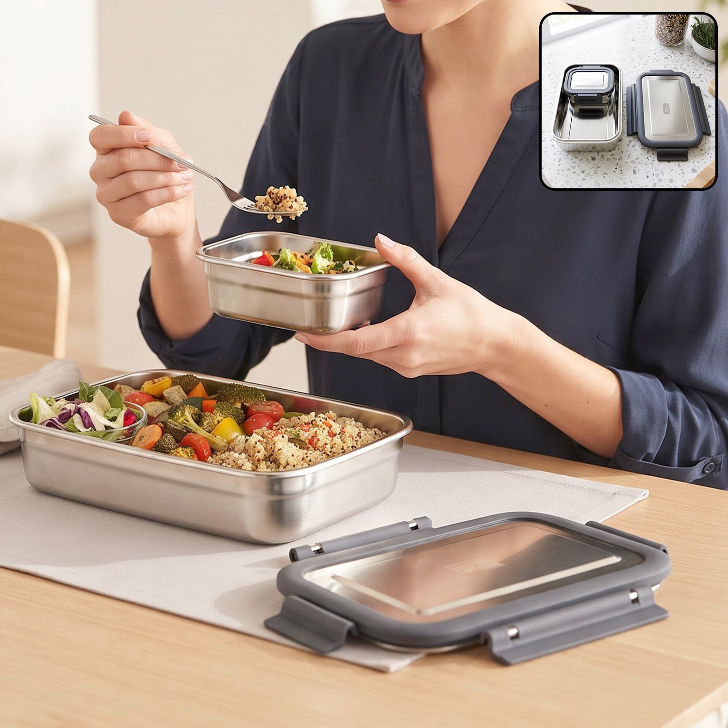 Apex Flexi lunch box with mini container for office use