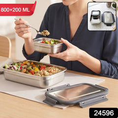 Leak resistant lunch box 800 ml with 200 ml container