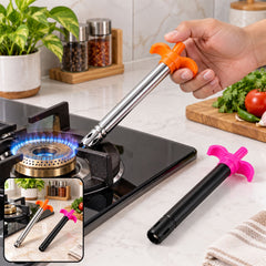 Durable Kitchen Gas Lighter with Metal Body, Push Button and Finger Grip