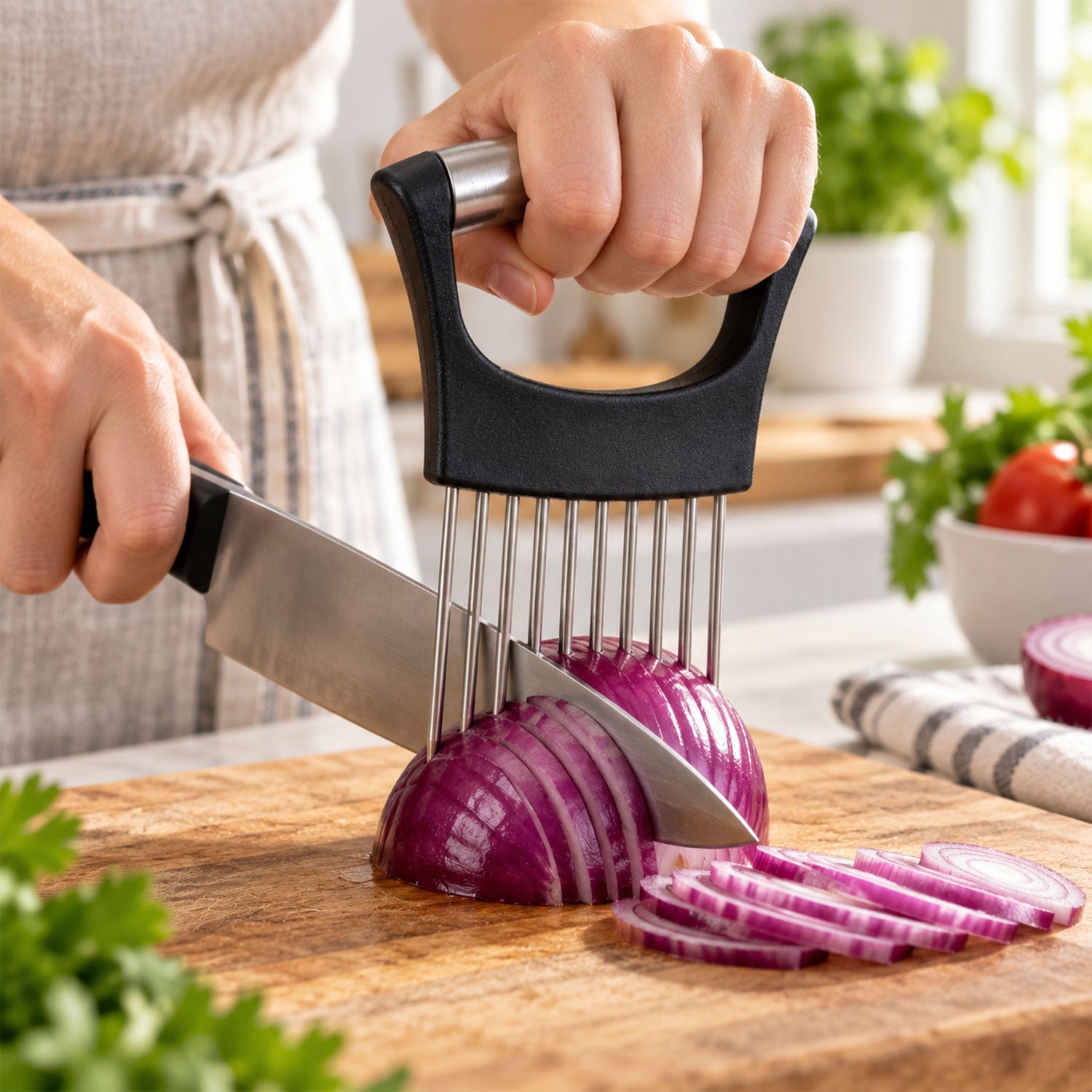 Onion slicing holder white bg