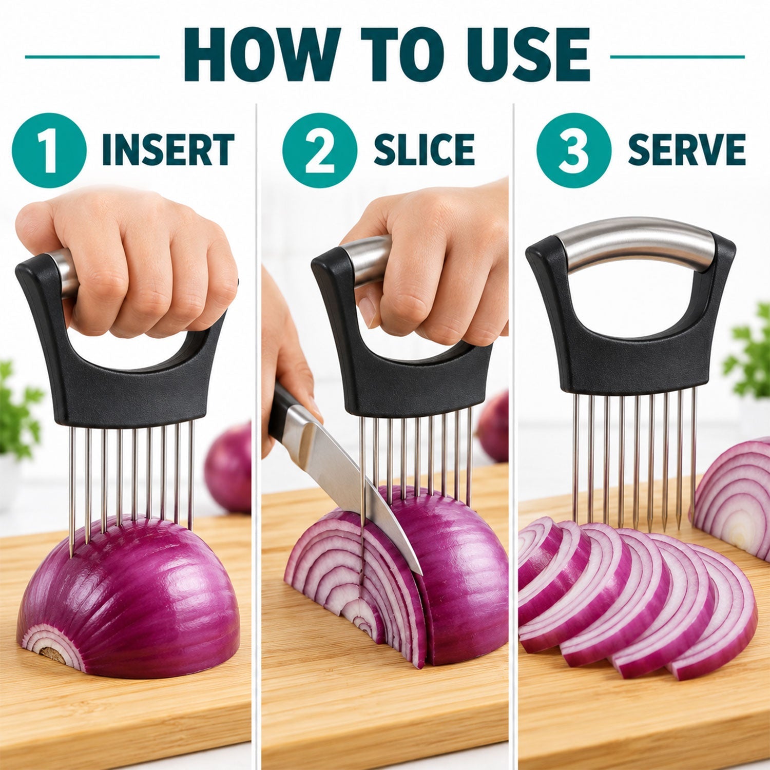Onion holder grip view