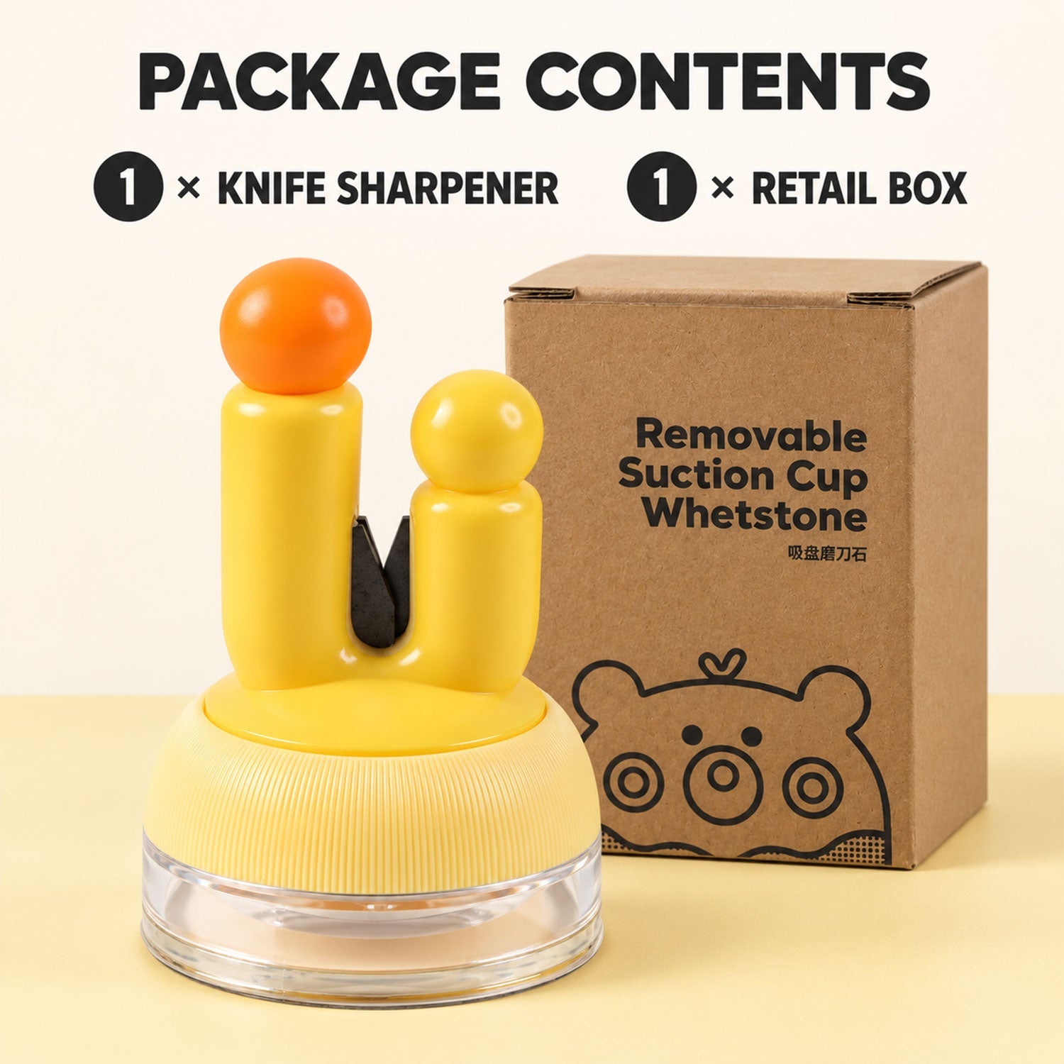 Suction cup manual knife sharpener - package contents