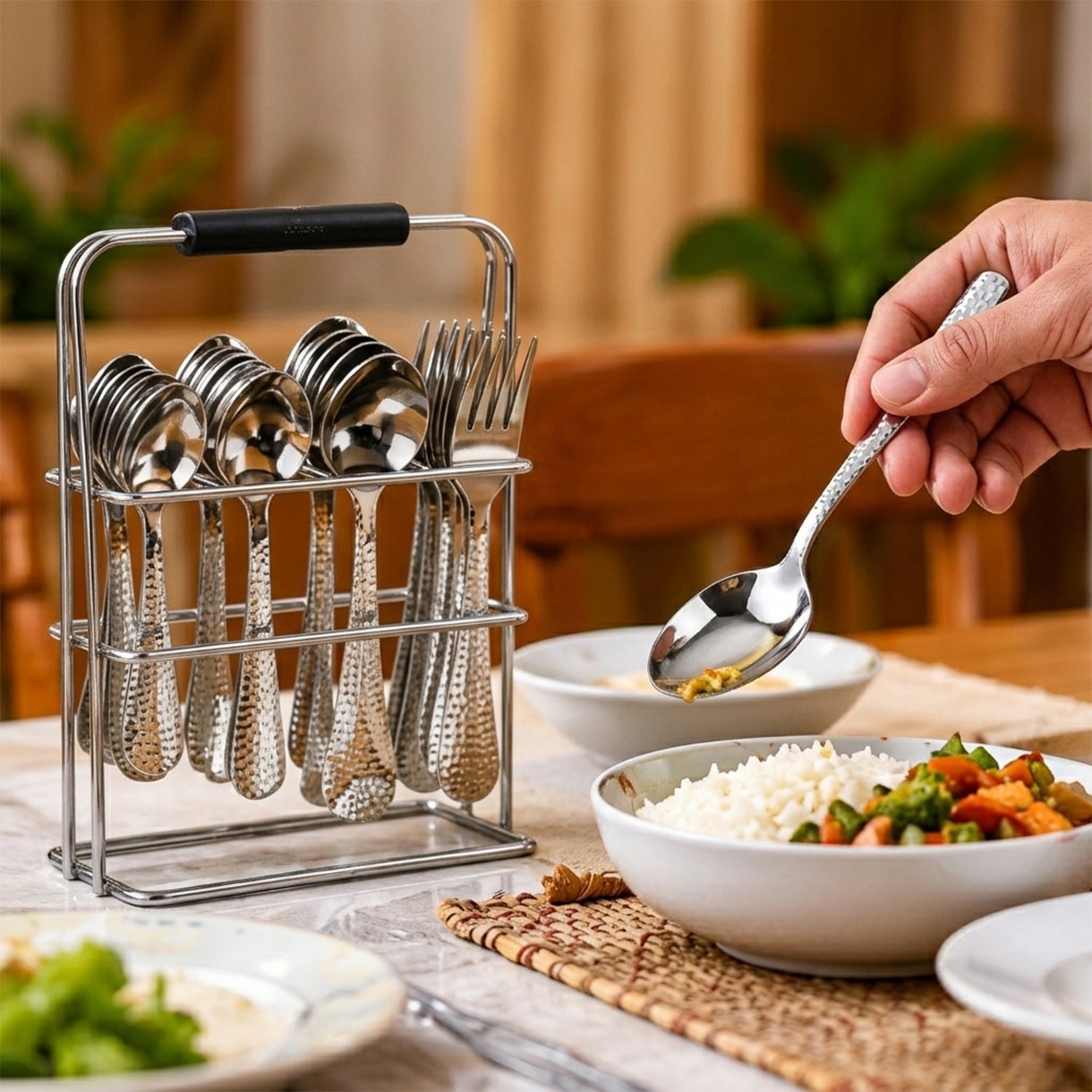 Spoons and Forks with Stand