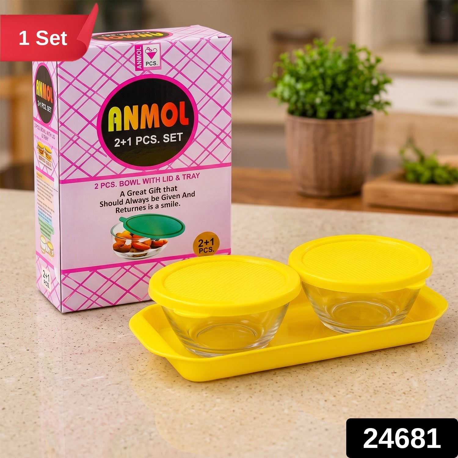 Yellow Lid Snack Bowls