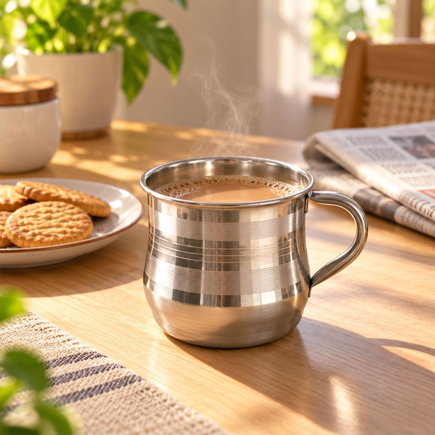 Steel Tea Cup with Handle