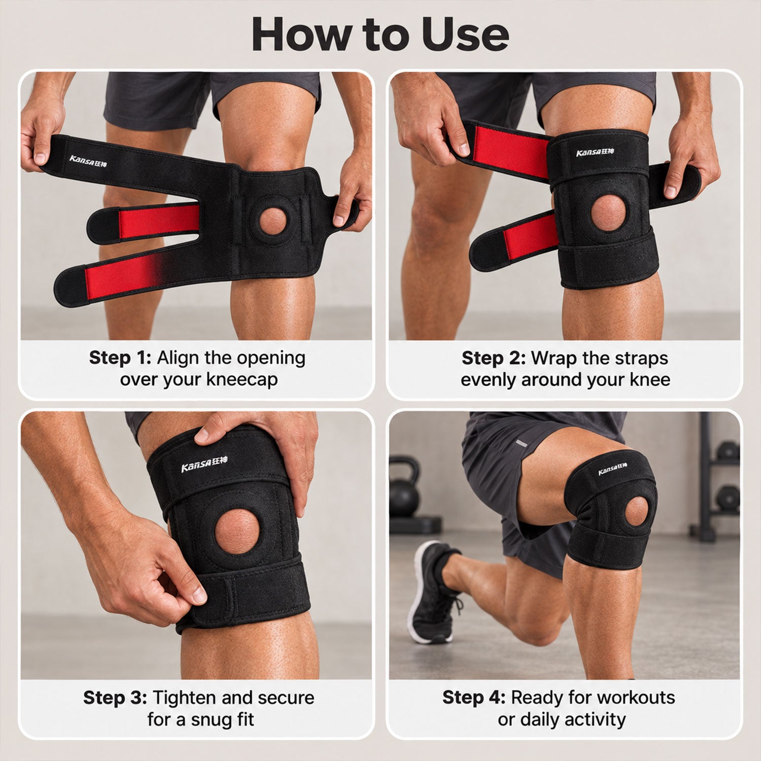 Knee support straps view
