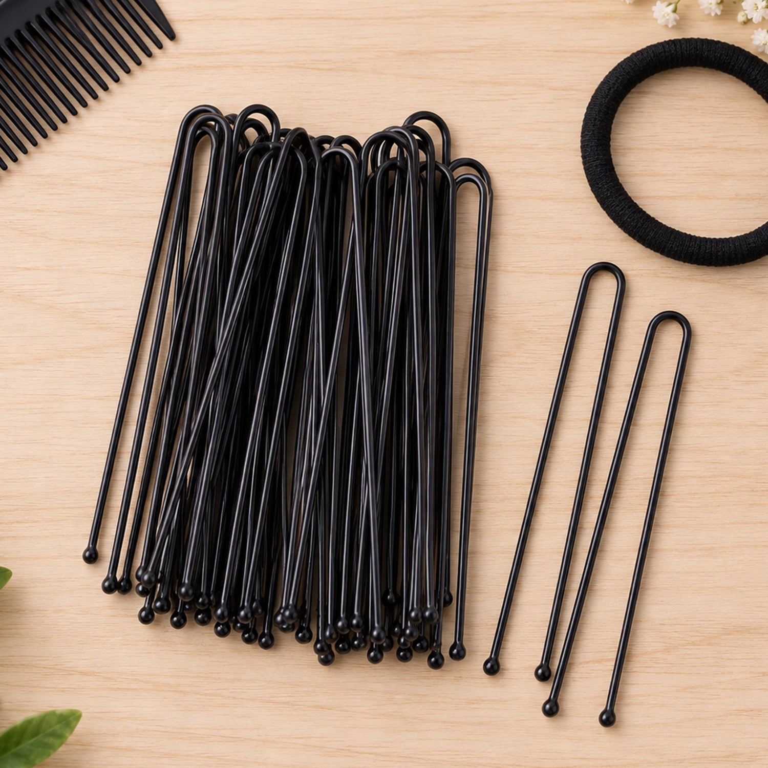 Black U shaped metal hair pins for bun styling - view Hair-Pins-03