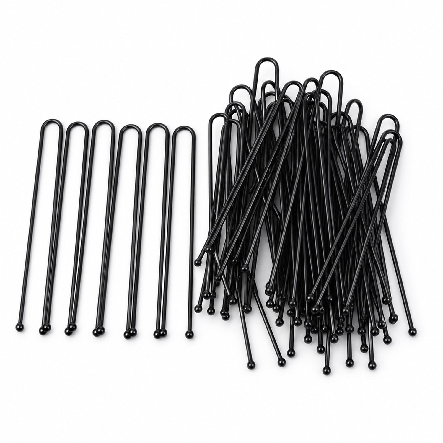 Black U shaped metal hair pins for bun styling - view Hair-Pins-05