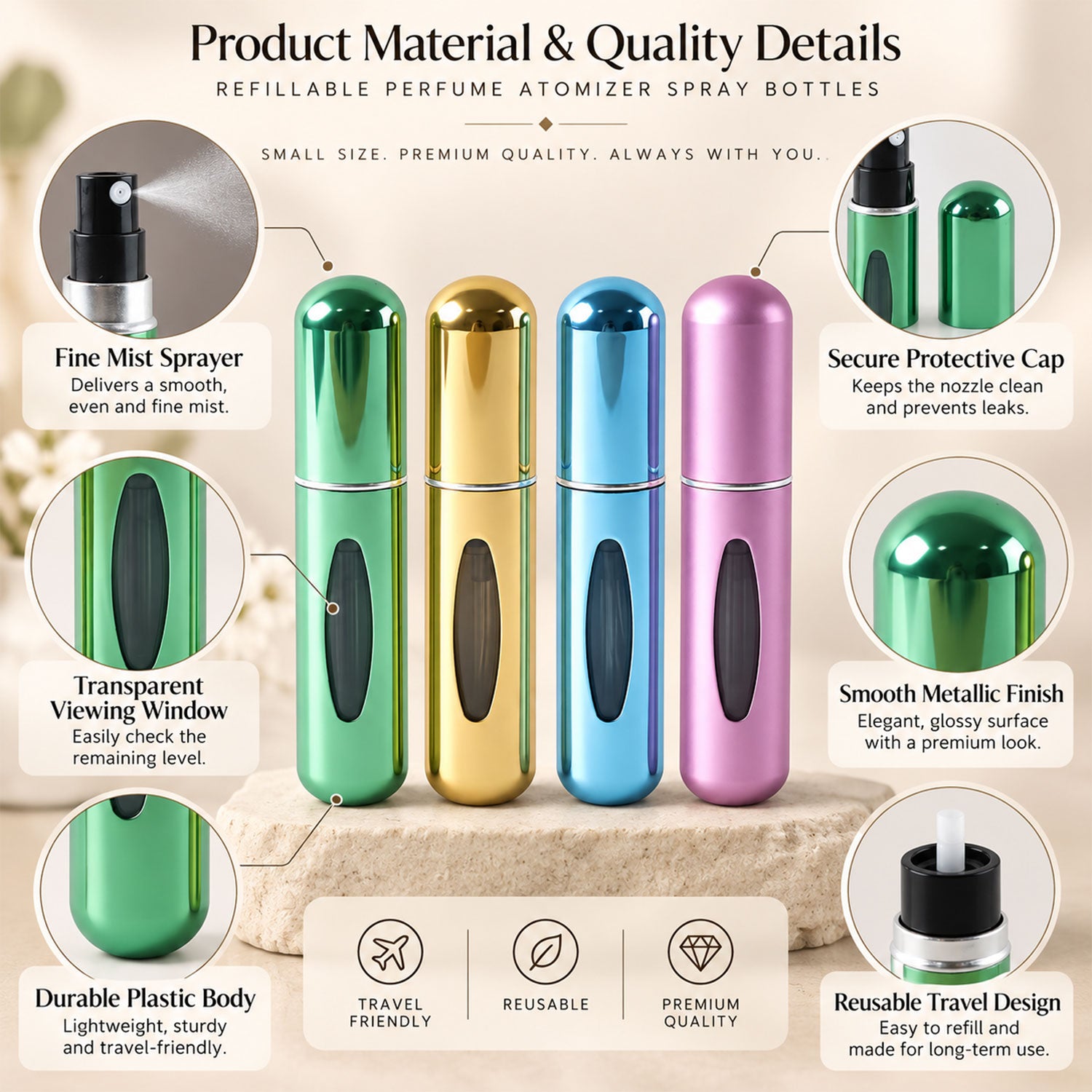 Perfume bottles colors view