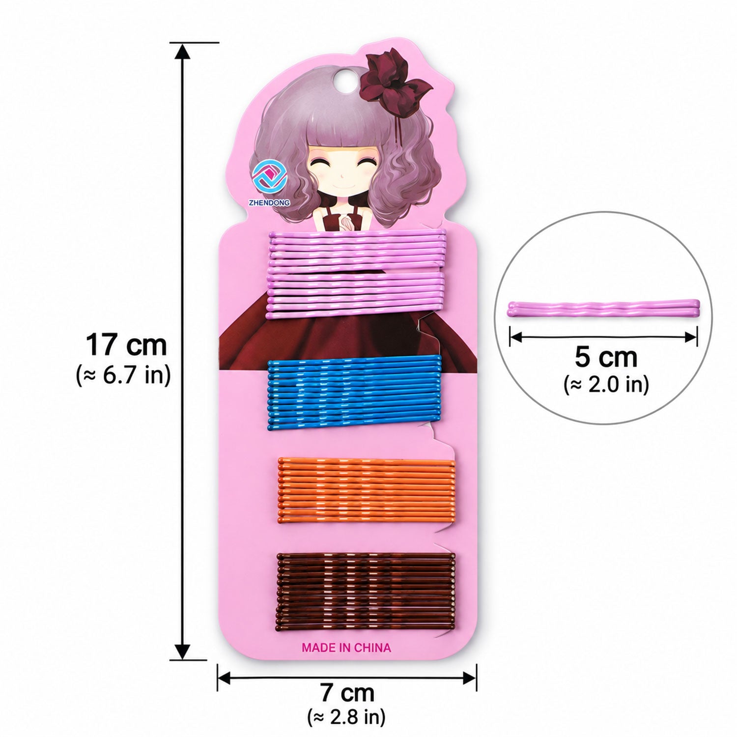 Hair pins rounded tips detail