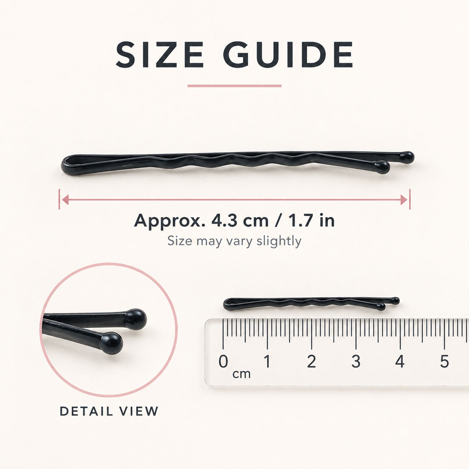 Hair pins size guide