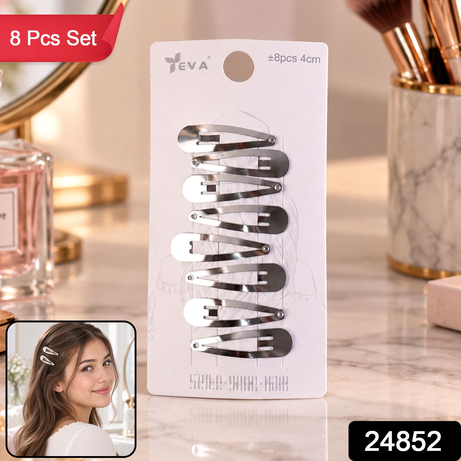 Snap hair clips pack 8pc