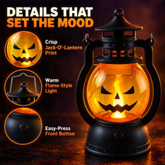 Mini Halloween pumpkin LED lantern set - pumpkin design details
