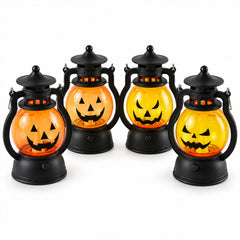 Mini Halloween pumpkin LED lantern set - white background