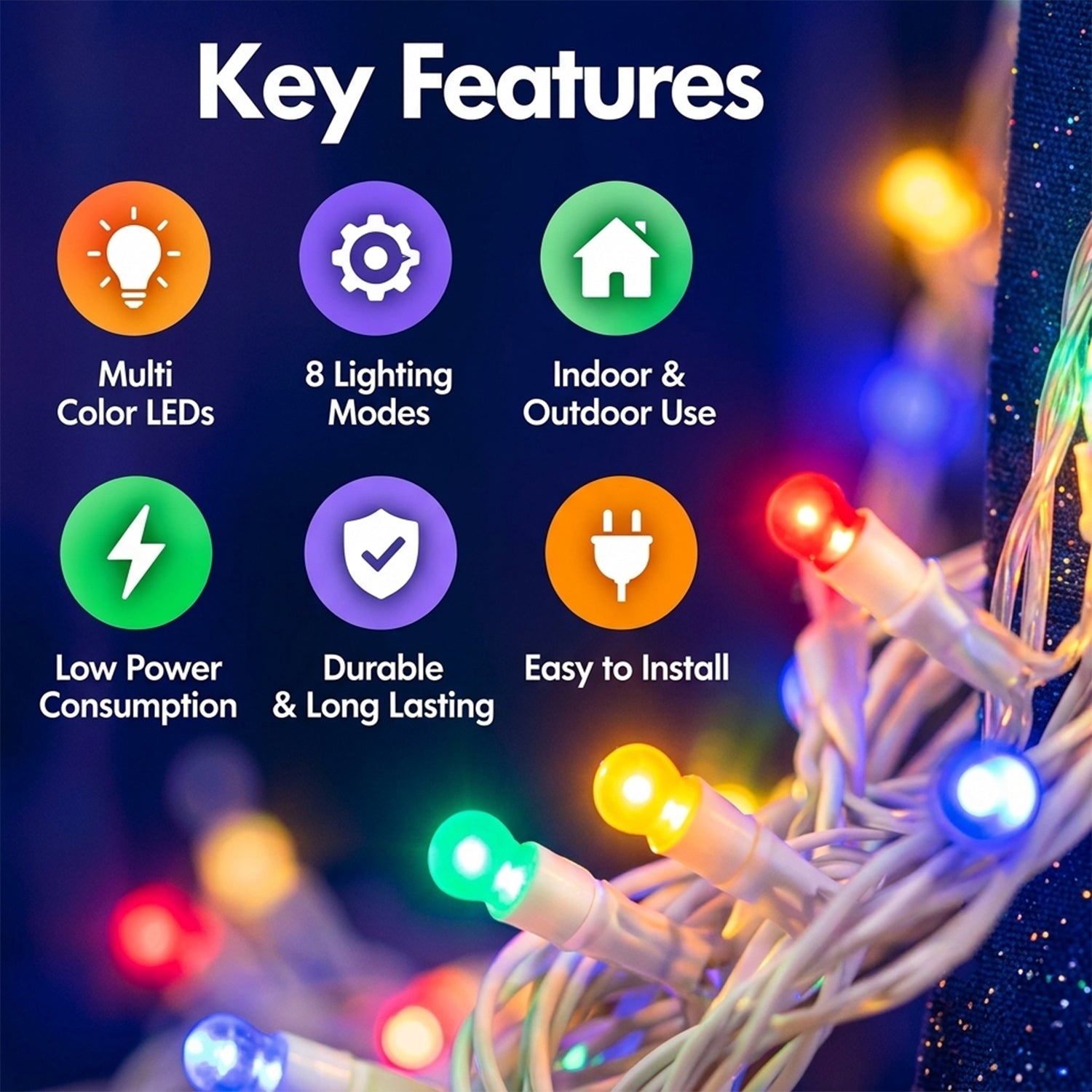 Multicolor LED string light Series with eight mode controller 02