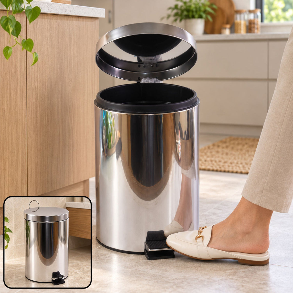 Steel pedal dustbin 8 litre inner bucket