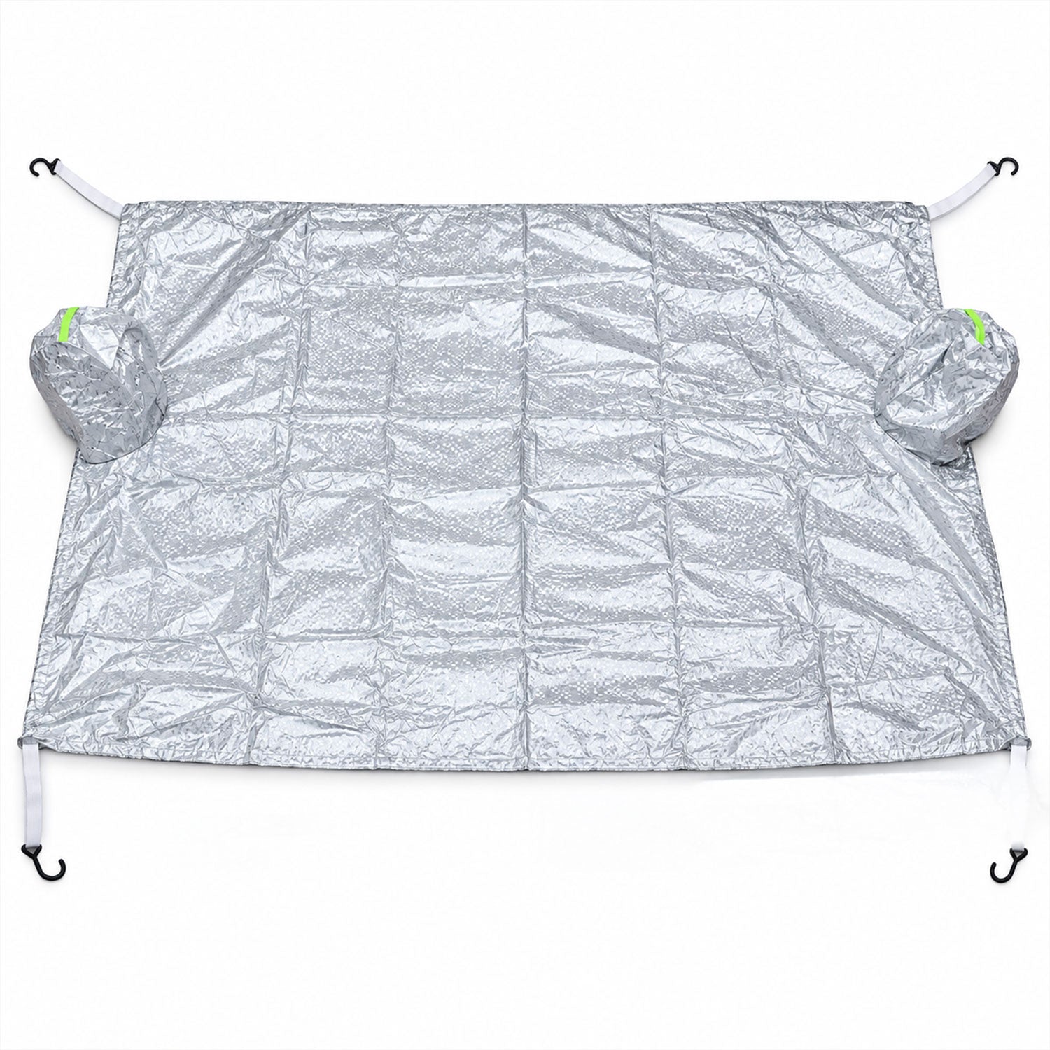 Windshield cover laid flat on white background