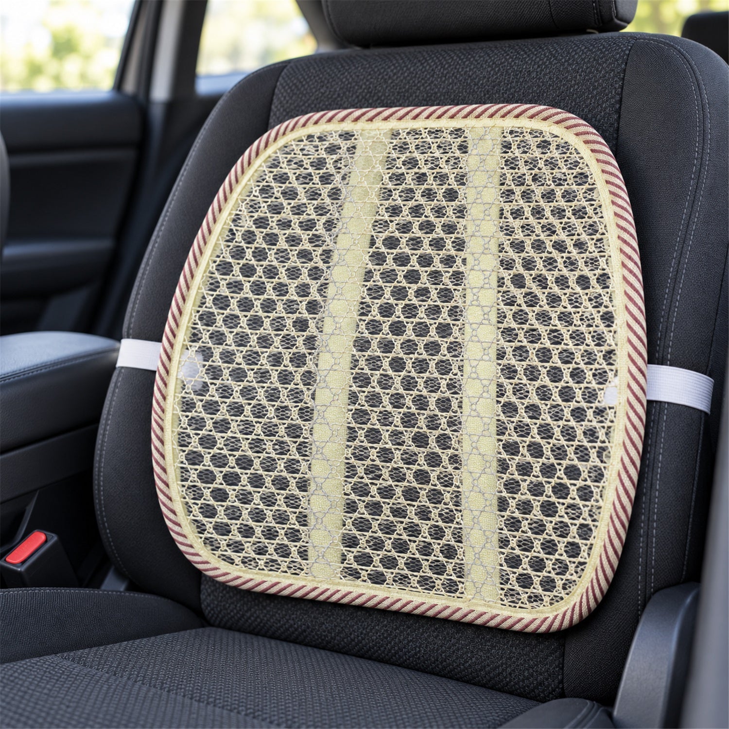 Beige Mesh Car Seat Back Support