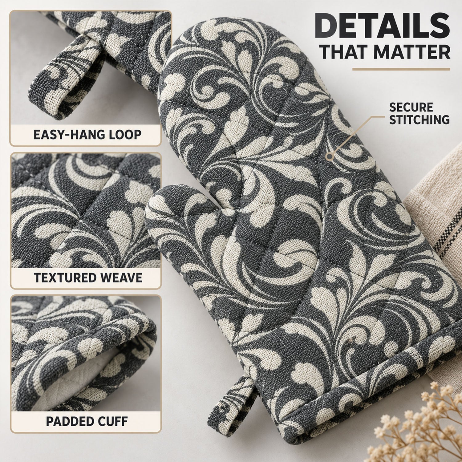 Heat resistant oven mitt baking