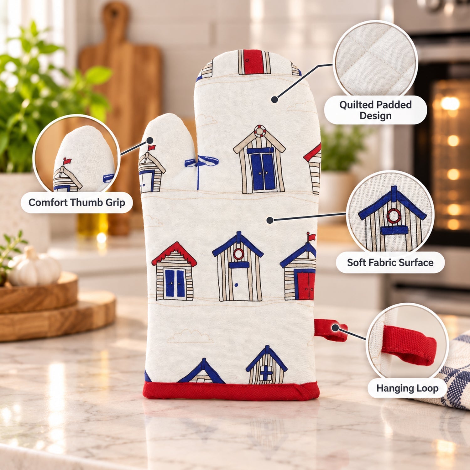 Red Trim Kitchen Mitt