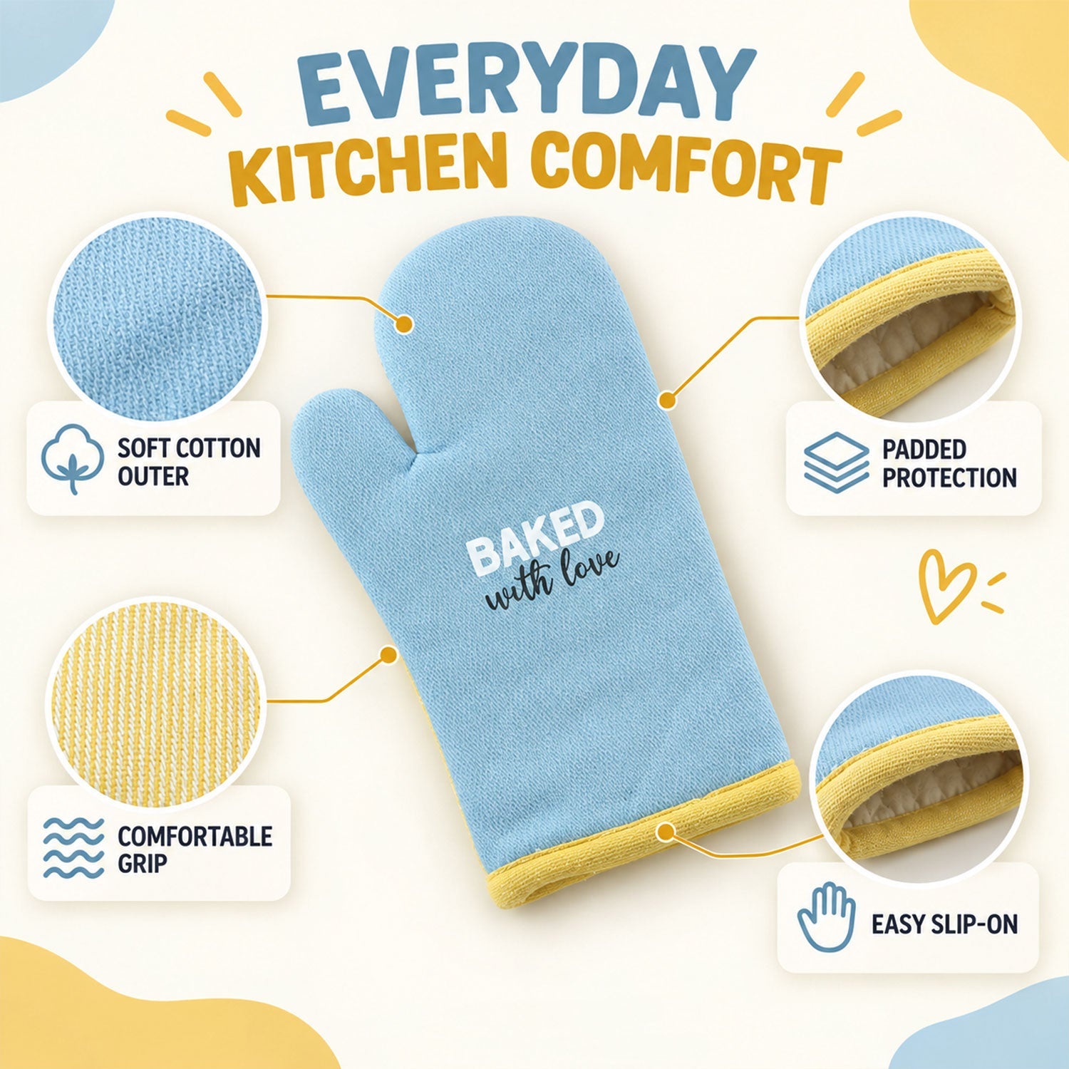 Blue Padded Oven Mitt