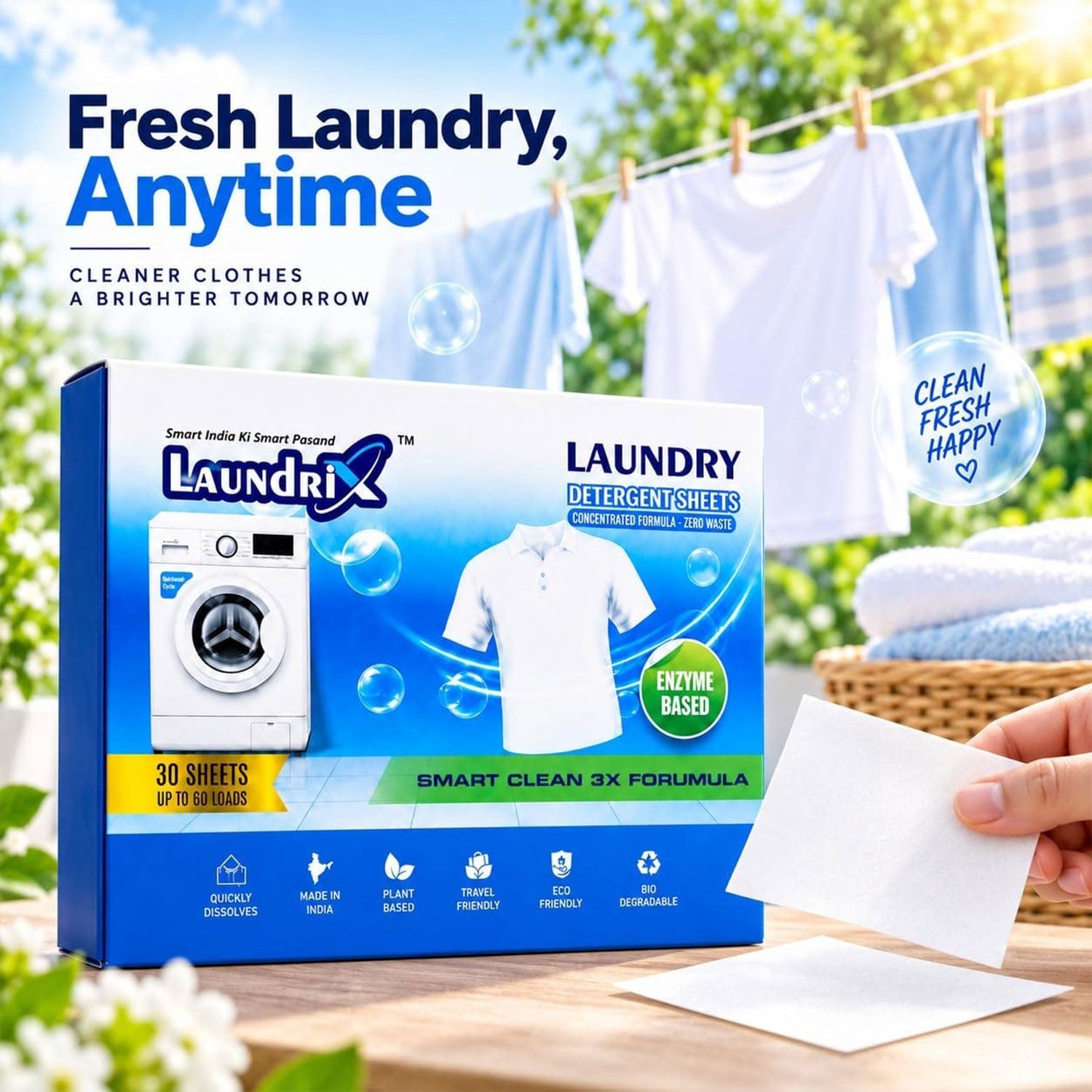 Detailed view of the laundry detergent sheet packaging